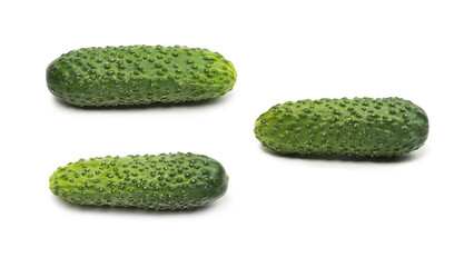 Fresh green cucomber isolated on white background.