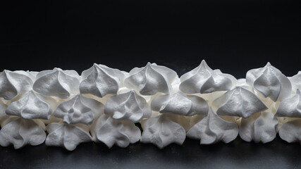 White tasty meringue, homemade dessert.