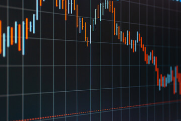 Daily trading prices stock market graph showing on the screen.Daily investor's business everyday life.Selective focus.