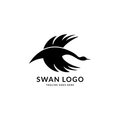 Abstract flying swan logo vector template.