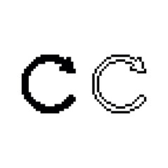 Black Redo Undo vector icon. Pixel art. 8 bit logo. eps10