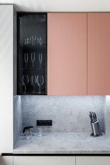 Kitchen set of peach and gray color