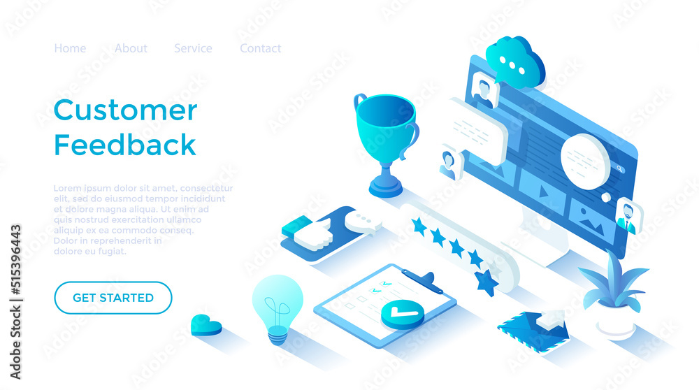 Poster customer feedback. five star feedback, site rating. reviews and comments from clients on the monitor
