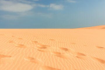 the contrast of the clear sand of the Corralejo dunes with the blue of the sky