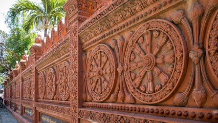 Wall of the Wat Ounalom Monastery in Phnom Penh, Cambodia. 