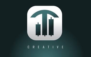 Letter T logo with creative shape and geometric design for investing companies.