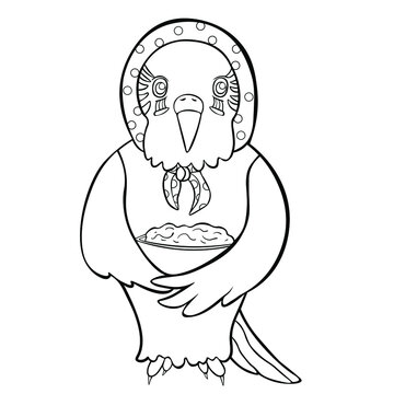 bird wearing bonnet holding bowl clip art preview