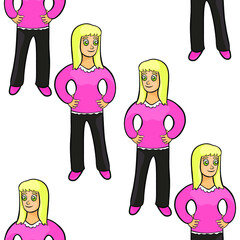 seamless pattern model of human girl , women with long hair vector illustration