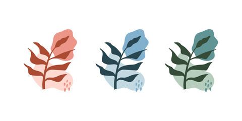 Abstract botanical plant. Fluid organic shapes. Modern shape line art wallpaper. Vector illustration