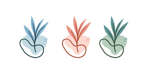 Abstract botanical plant. Fluid organic shapes. Modern shape line art wallpaper. Vector illustration