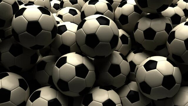 Lots of soccer balls hit the screen and cover it, then fall downstairs.