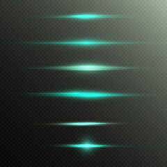 Line of light. Bright light effect with rays and glare for vector illustration. Light gold flash starlight png. Shimmering highlights on a transparent background.