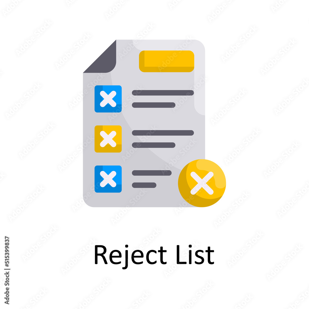Poster reject list vector flat icon design illustration. project managements symbol on white background eps