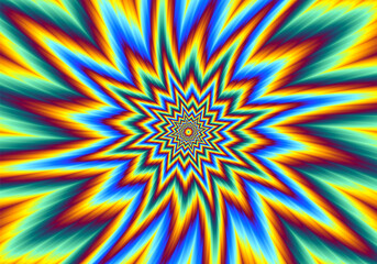 Pulsing fiery star. Optical illusion.