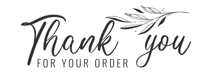 Thank you for your order card design for online buyers illustration vector. vector thank you handwritten inscription. hand drawn lettering. Thank you calligraphy. Thank you card.