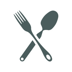 Fork, knife, restaurant icon. Gray vector graphics.