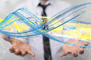 Big data and artificial intelligence concept. Machine learning and cyber mind domination