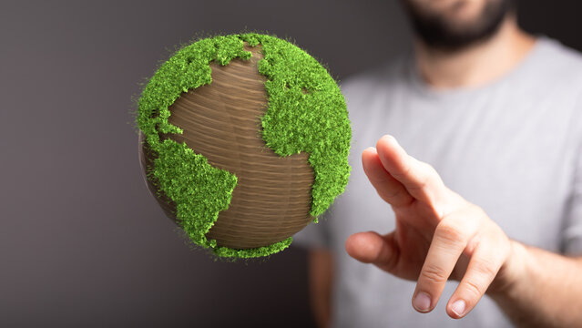 volumetric green recycling sign 3d digital