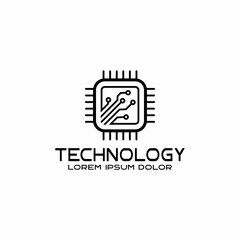 Technology Logo Template Design Vector, Emblem, Design Concept, Creative Symbol or Icon