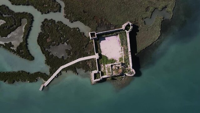 The old ruin castle in lake Butrint in Ali pasha Albania.