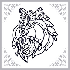 Cute cat cartoon zentangle arts. isolated on white background