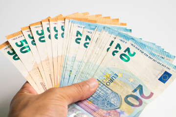 Various value 20 50 100 of Euro money background business