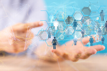 Abstract technology group and data 3d