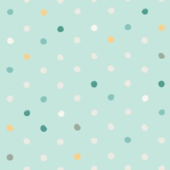 Seamless pattern from abstract round textured green and white brush strokes on a mint background