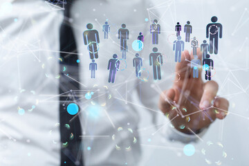 Business Man Hand Writing Social Network