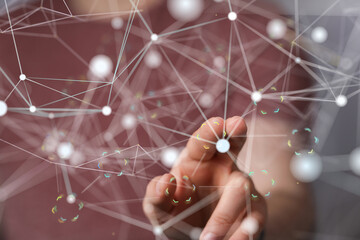 Neural network 3D illustration. Big data and cybersecurity