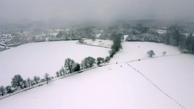 Snowy Winterberg Schwelm Droneshot back