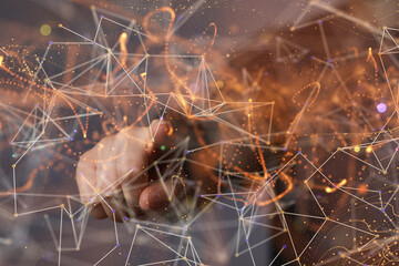 Global world network and telecommunication on earth cryptocurrency and blockchain and IoT