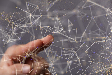 network holding in hand 3d connection data