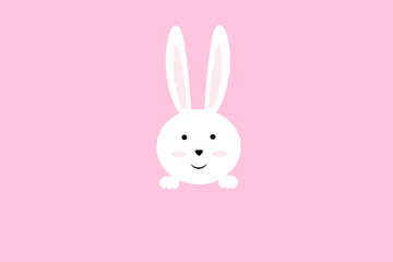 cute rabbit on pink background