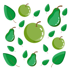 Print apple green pear ripe fruit
