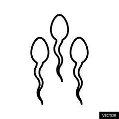 Sperm vector icon in line style design for website, app, UI, isolated on white background. Editable stroke. Vector illustration.