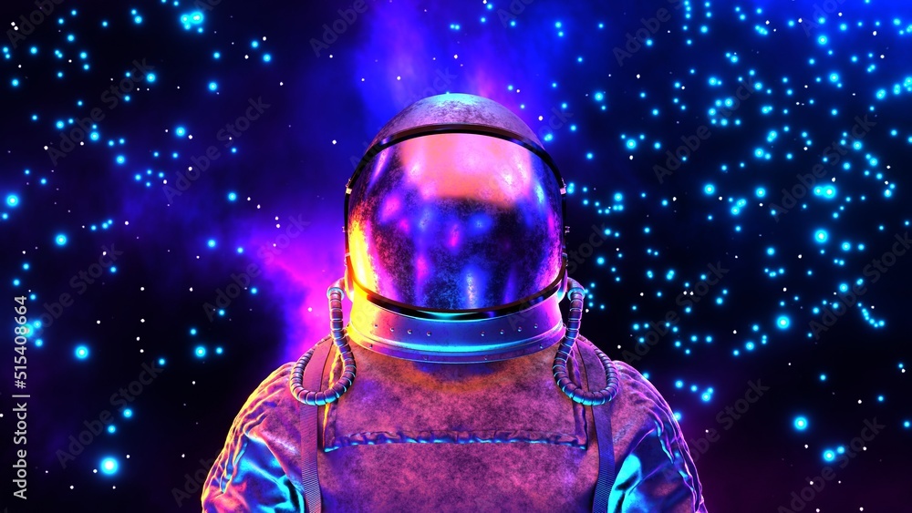 Wall mural astronaut in outer space. cosmonaut in spacesuit. weightlessness. galaxy.