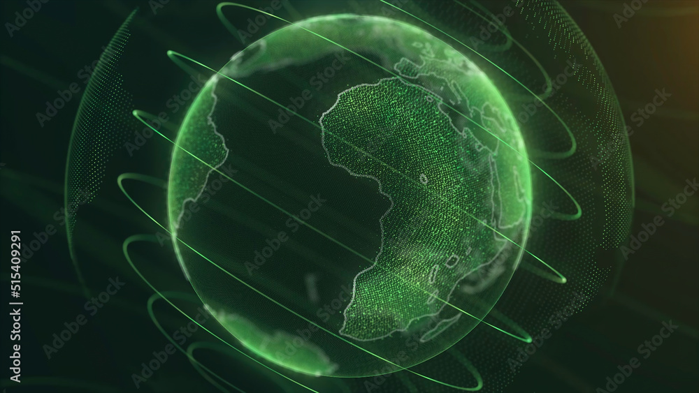 Poster planet earth rotating loop animation future technology business concept. loopable rotation of high d