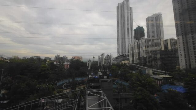 metro city view Mumbai metro MMRDA India metropolitan cityscape rainy day monsoon