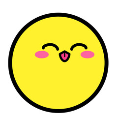 Flat kawaii emoji face. Cute funny cartoon character. Simple line art expressions web icon. Emoticon sticker. Vector graphic illustration.