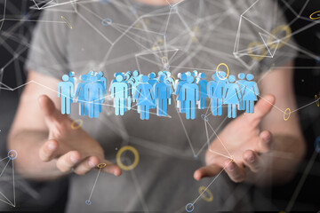 Global network. Blockchain. 3D illustration. Neural networks and artificial intelligence. Abstract