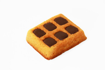 sweet baked belgian waffles with chocolate filling