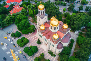 The Cathedral of the Assumption in Varna, Aerial view of Bulgarian sea capital