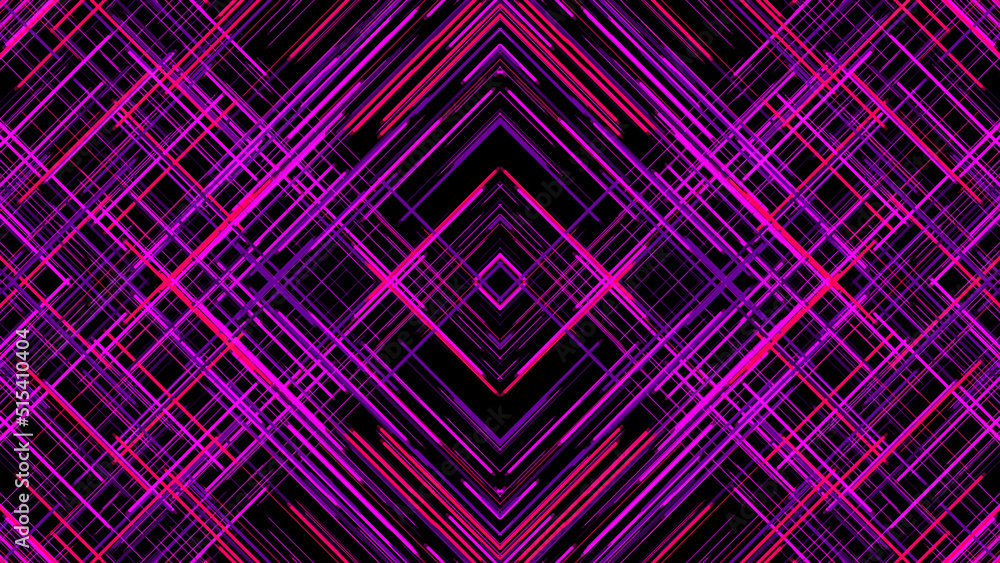 Poster abstract animation of hypnotic colorful crossed lines moving on the dark background. animation. cros
