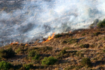 A UN helicopter puts out a fire in a forest on the Israel-Lebanon border.