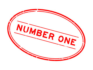 Grunge red number one word rubber seal stamp on white background