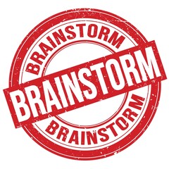 BRAINSTORM text written on red round stamp sign