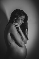 Obraz premium Pregnant Mother on a black & white portrait