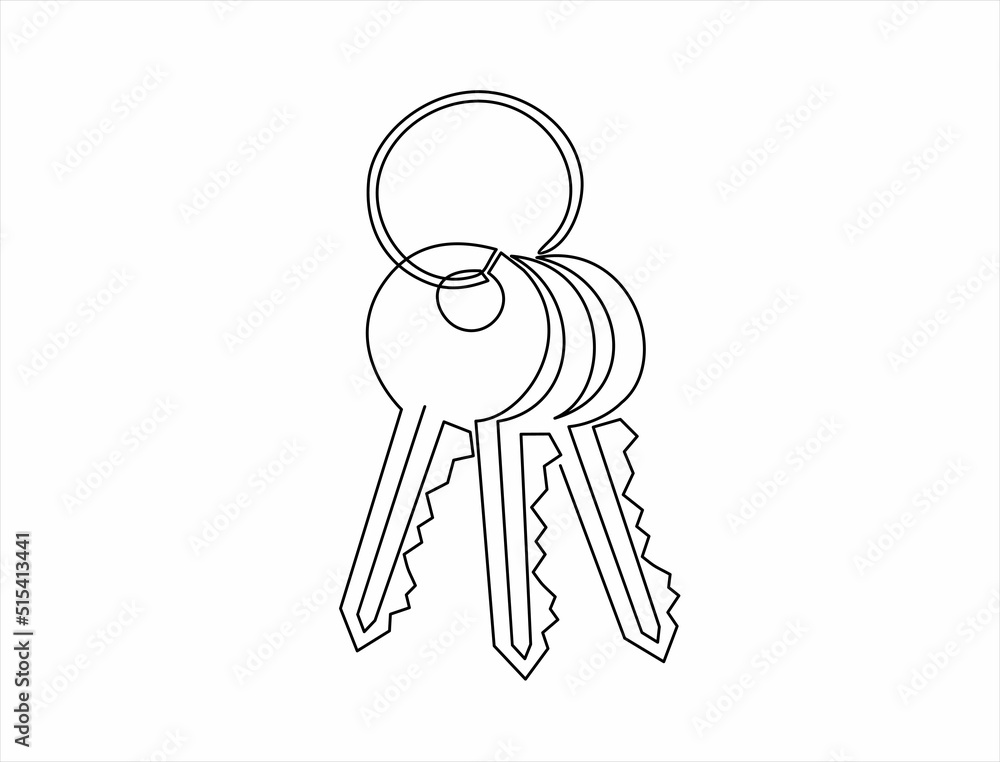 Poster continuous line drawing of keys
