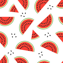 Pieces of red watermelon seamless pattern
